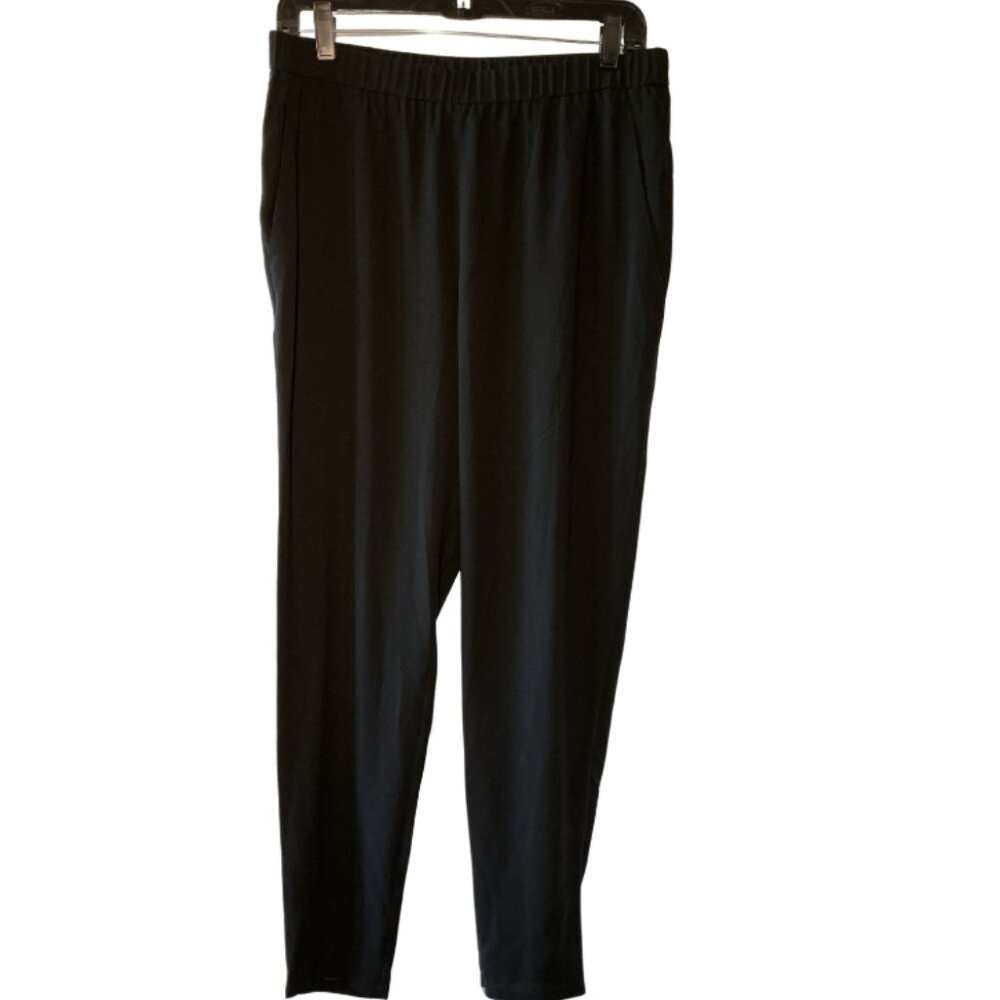 Black Eileen Fisher Silk Georgette Crepe Straight Pants - S - NEW